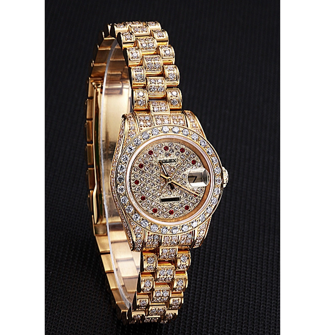 AAA replica watch Diamond Dial Swiss Rolex Gold DateJust 622024 0723